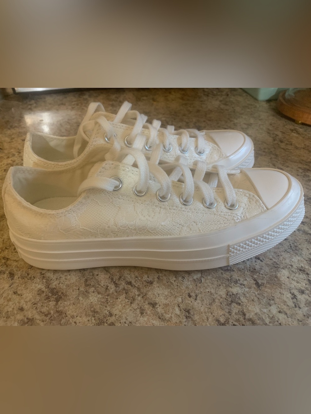 Converse Women’s White Lace Platform Sneakers